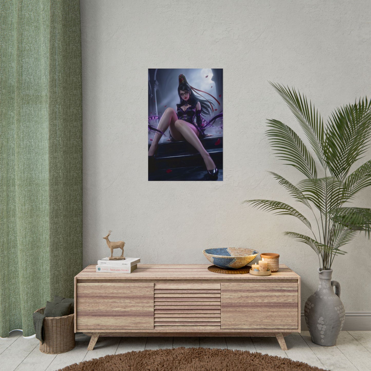 Bayonetta Poster / Bayonetta Wall Art / Bayonetta Art Print / Bayonetta Game Poster featuring Bayonetta in dark dramatic pose with flowing motion and moody atmosphere