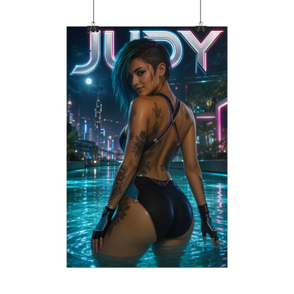 Judy Alvarez Cyberpunk Gaming Poster Wall Art Gamer Room Decor Collectible Print