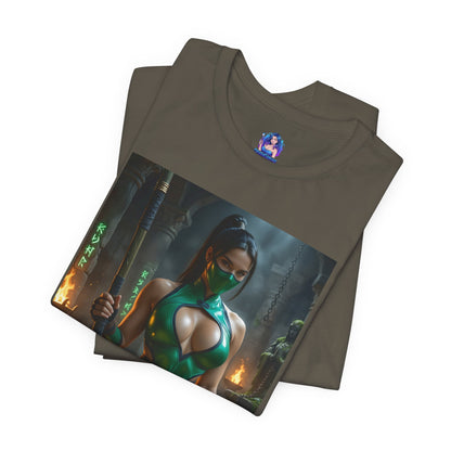 Jadefarbenes Mortal Kombat T-Shirt | Kampfspiel-Shirt für Gamer und Anime-Fans