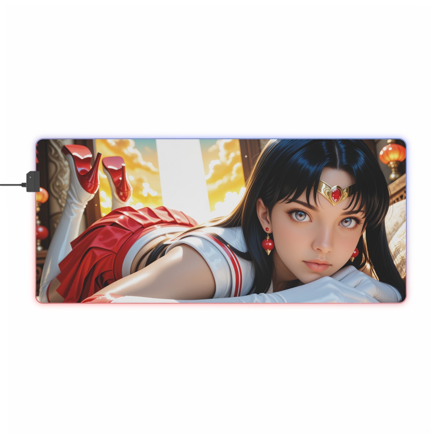 Килимок для столу Sailor Mars – світлодіодний RGB-підкладка, набір для дівчини з аніме Mystic Waifu