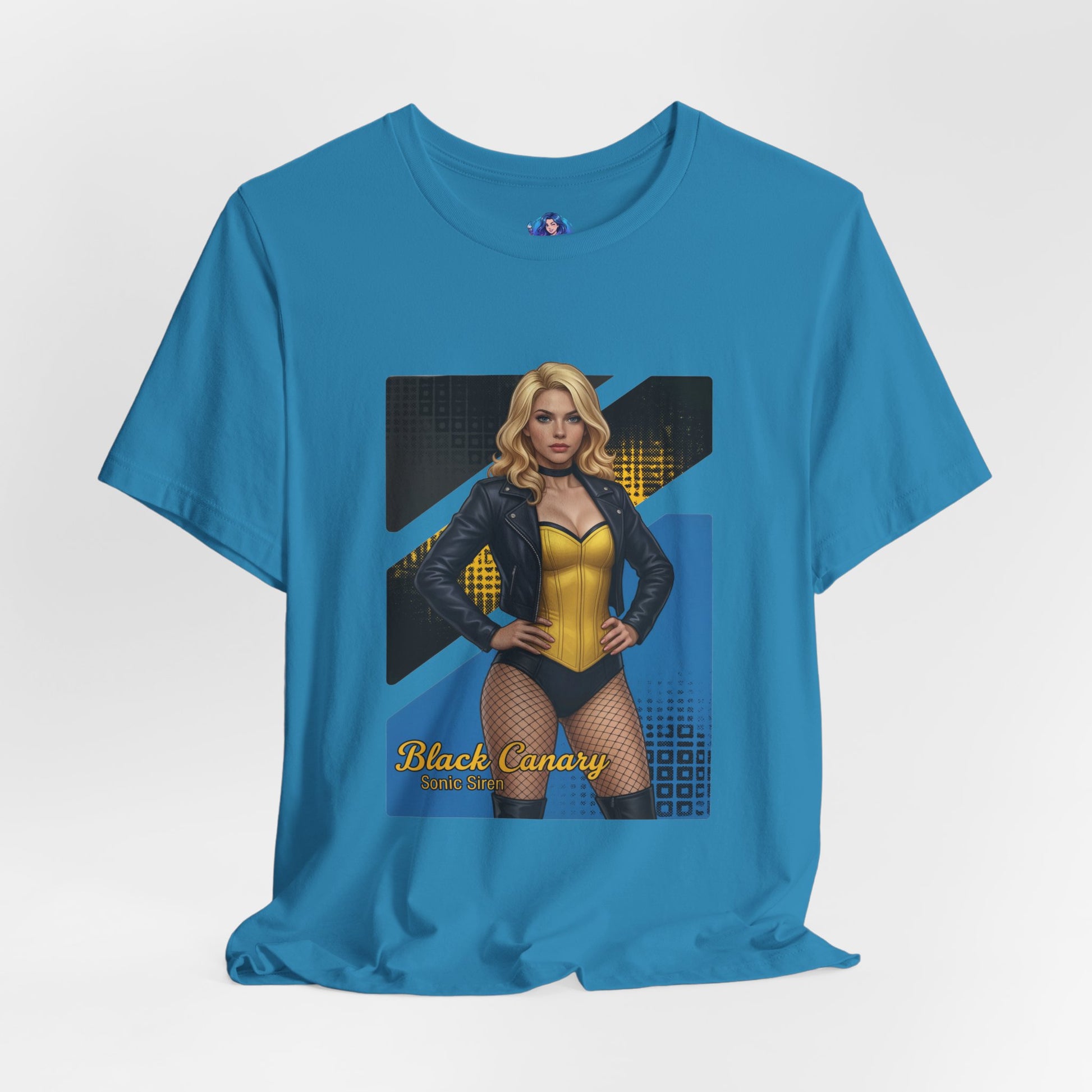 Black Canary T-Shirt | DC Comics Anime Tee for Gamers & Hero Fans - anime-style Black Canary on Bella Canvas 3001 tee