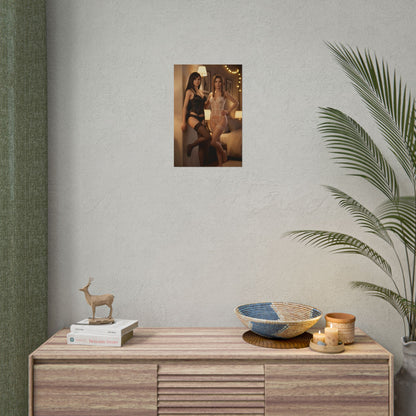 Tifa Aerith Poster, Final Fantasy Art Print – Iconic JRPG Duo Decor displayed in modern gamer room wall decor scene