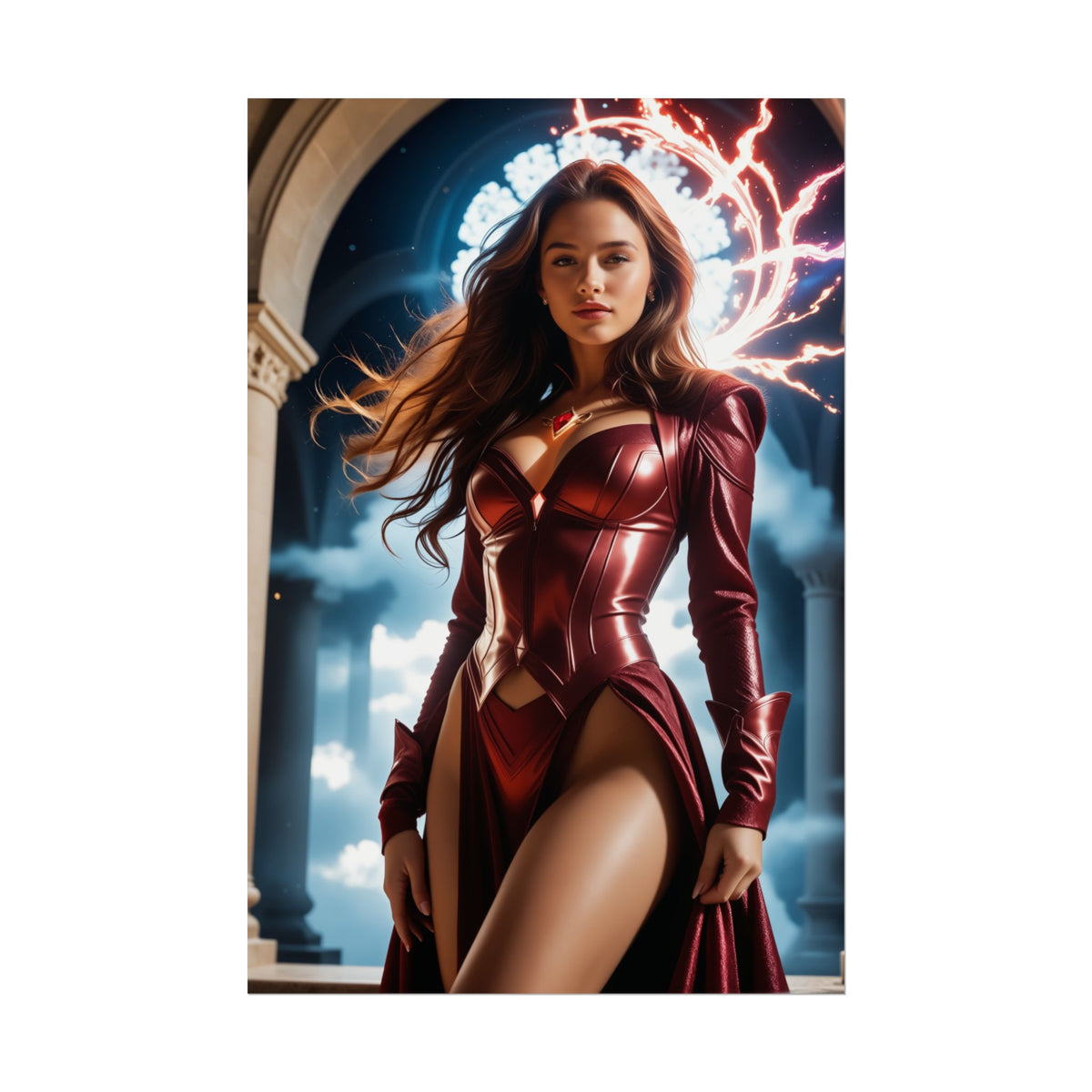 Scarlet Witch Art Print  Iconic Sorceress Poster for Gaming or Collector Rooms, dramatic high-res collector print