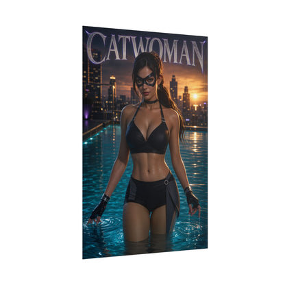 Comic Wall Art Catwoman Poster Heroine Room Decor Collectible Character Print