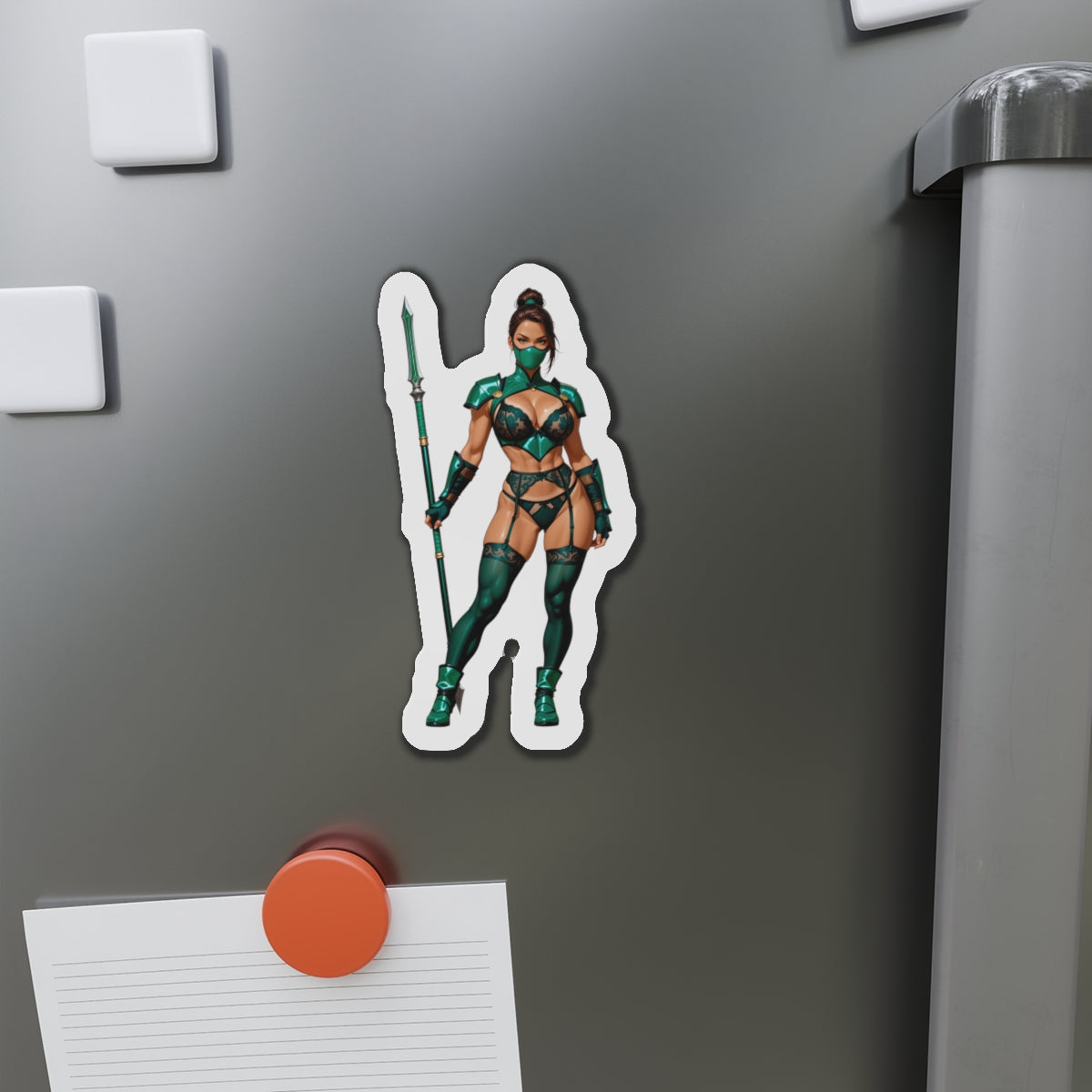 Магніт на холодильник із нефритовою тематикою Mortal Kombat – аніме-дівчина-воїн, декор для геймерів