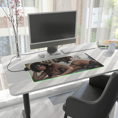 Mikasa Ackerman Desk Mat – LED RGB Pad, Waifu Anime Girl Gaming Setup