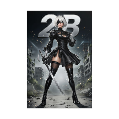 2B Nier Automata Art Print, Sci Fi Game Poster, Futuristic Woman Wall Decor, Gaming Room Setup, Gamer Gift