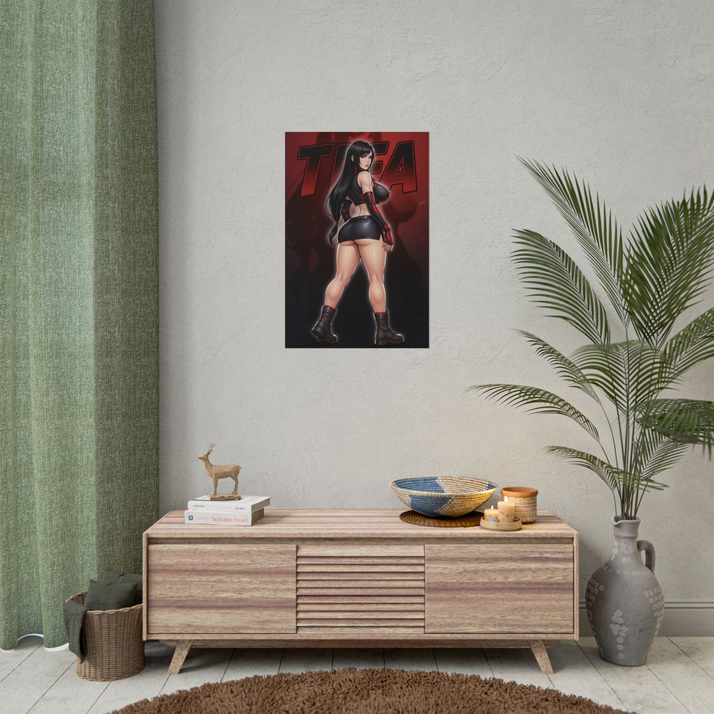 Tifa Lockhart Poster, Final Fantasy Wall Art Print, RPG Fighter Girl Decor, Gaming Room Wall Art, Gamer Gift