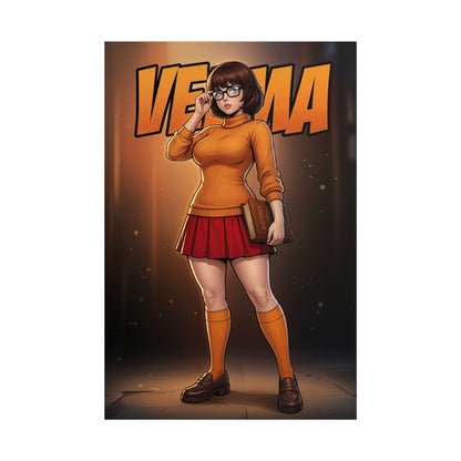 Velma Art Print, Scooby Doo Poster, Cartoon Girl Wall Art, Retro Animation Decor, Gift for Cartoon Fan