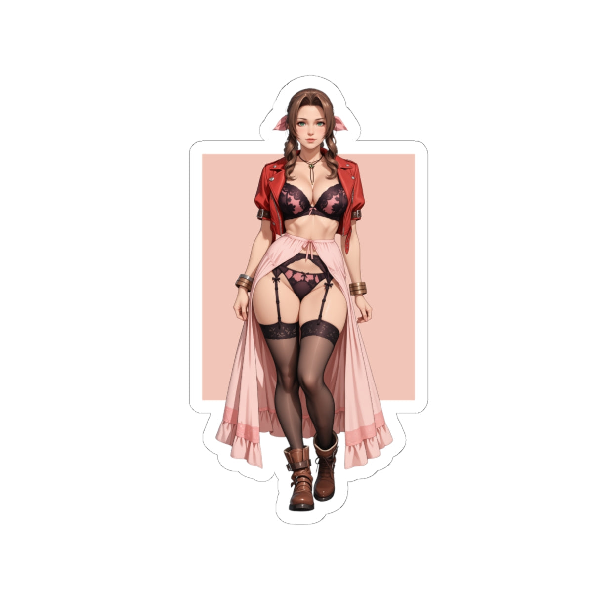 Aerith-Aufkleber – Eleganter Fantasy-Vinylaufkleber für Laptops und den Innenbereich