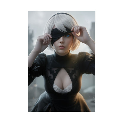 2B Nier Automata Poster, Nier Automata Wall Art Print, Android Girl Art, Gaming Room Decor, Gamer Gift