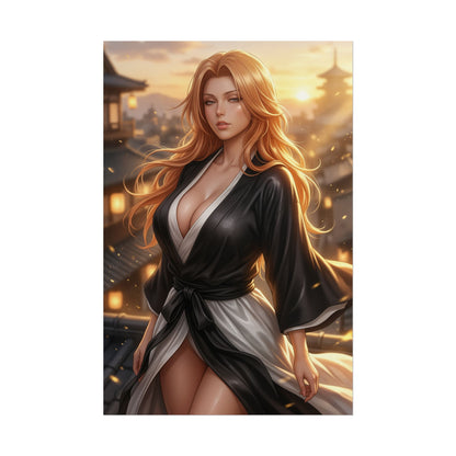 Rangiku Matsumoto Bleach Poster Anime Woman Wall Art Blonde Girl Print Soul Reaper Character Gaming Room Decor Gift