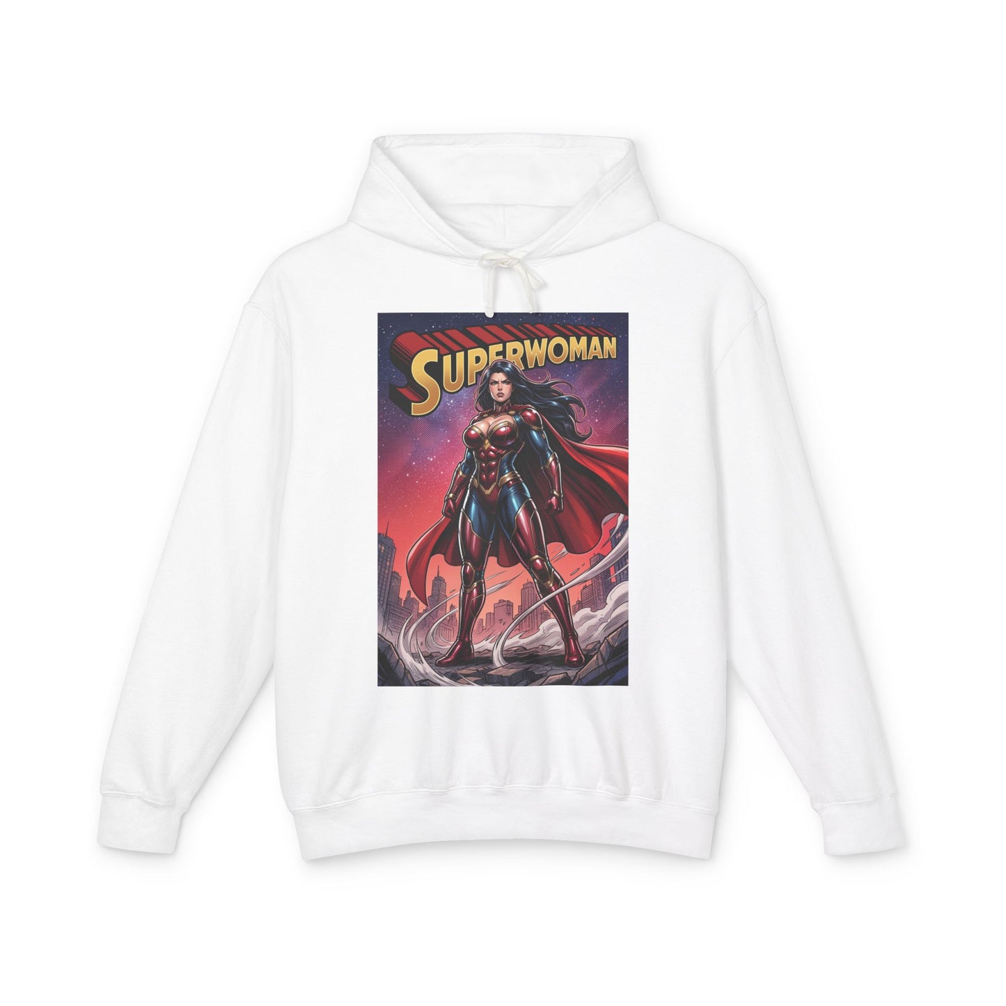 Superwoman Hoodie | DC Superhero Hoodie | Power Unleashed Pullover - white streetwear pullover featuring bold Superwoman comic art