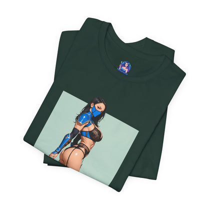 Kitana Grafik-T-Shirt | Mortal Kombat T-Shirt für Otakus und Kampfspielfans | Blaues Ninja-Waifu-Shirt