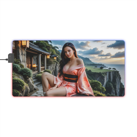 Nezuko Kamado Schreibtischunterlage – LED RGB Pad, süßes Waifu Anime Mädchen Gaming Setup