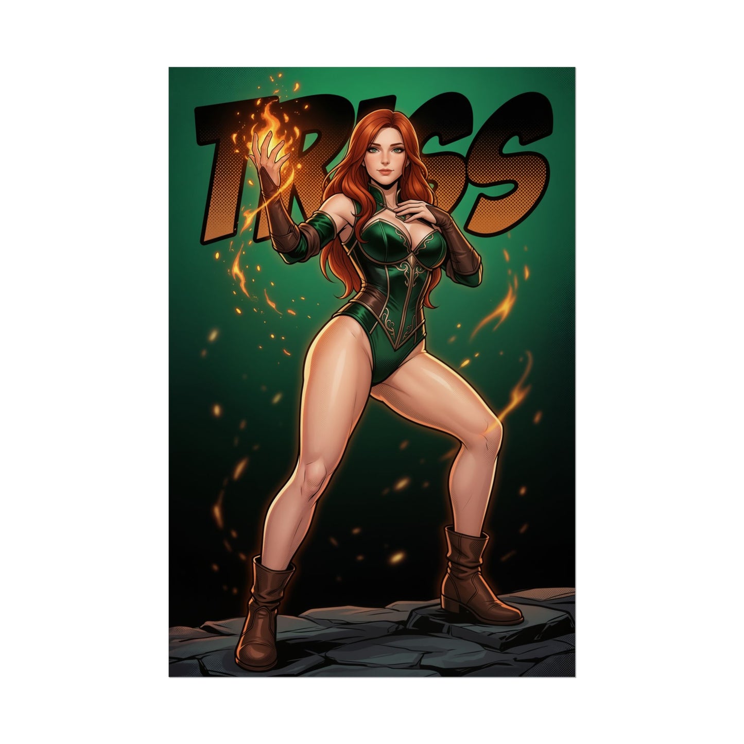 Triss Merigold Poster, Witcher Wall Art Print, Fantasy Sorceress Girl Decor, RPG Game Wall Art, Gamer Gift