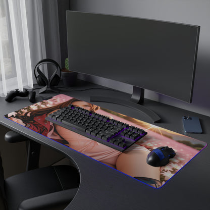 Aerith Gainsborough Schreibtischunterlage – LED RGB-Pad, Waifu Anime-Mädchen Gaming-Dekor