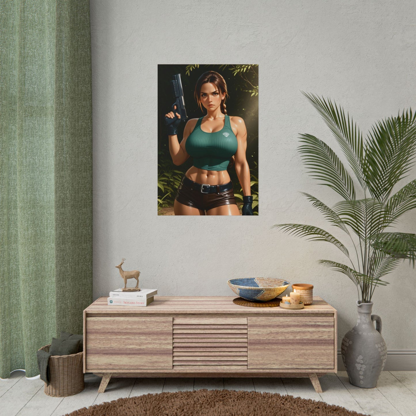 Lara Croft Poster, Anime-Abenteuer-Kunstdruck, Waifu-Entdecker-Wanddeko