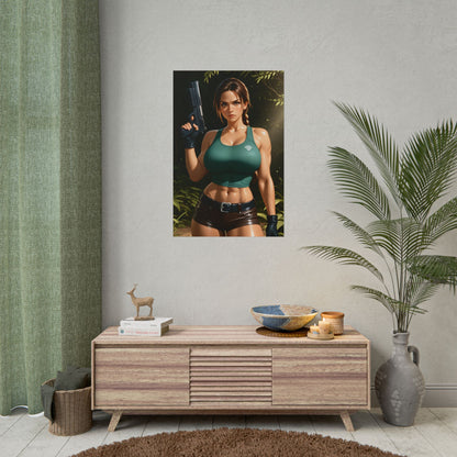 Lara Croft Poster, Anime-Abenteuer-Kunstdruck, Waifu-Entdecker-Wanddeko