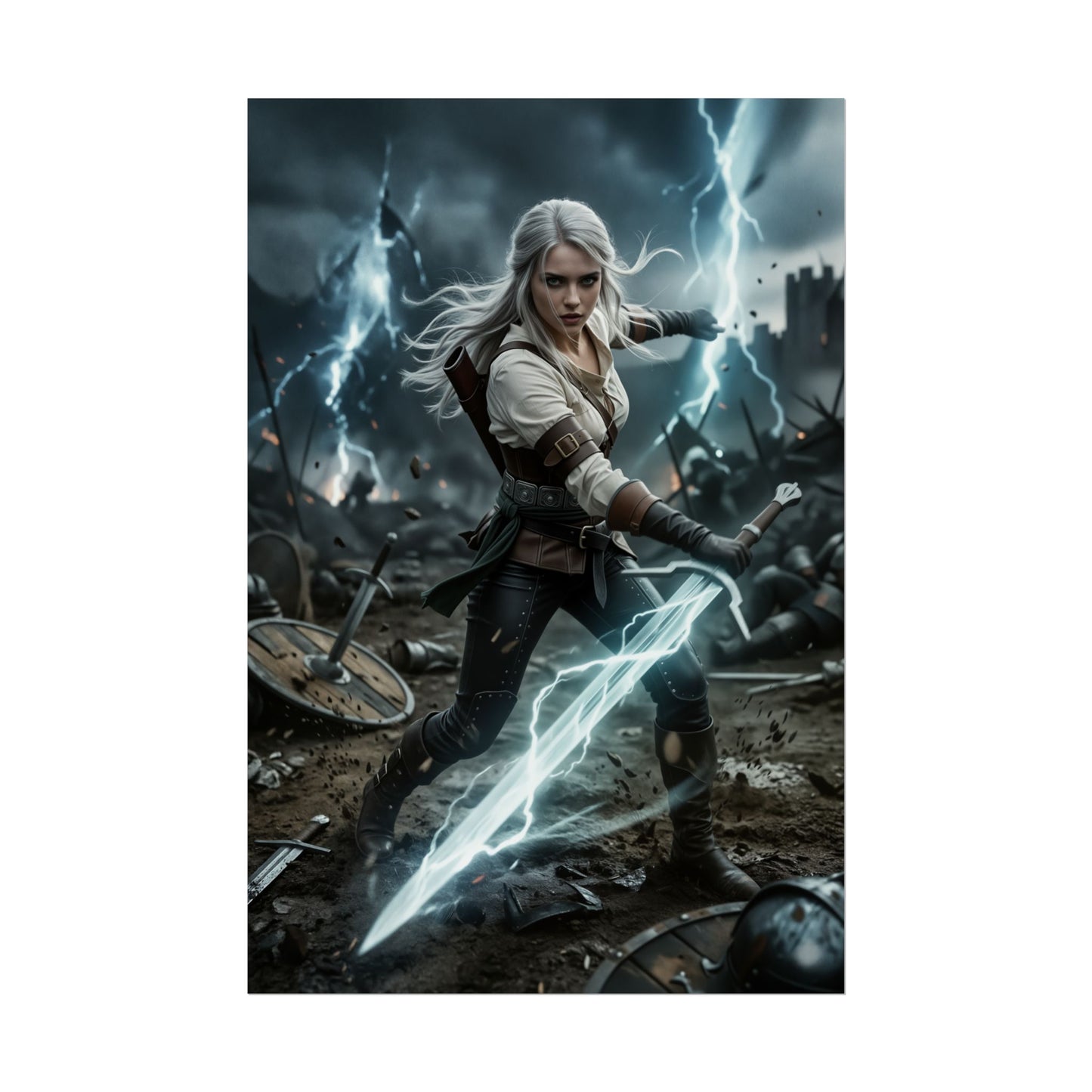 Ciri Witcher Poster, Witcher Wall Art Print, Fantasy Sword Girl Decor, RPG Game Wall Art, Gamer Room Poster