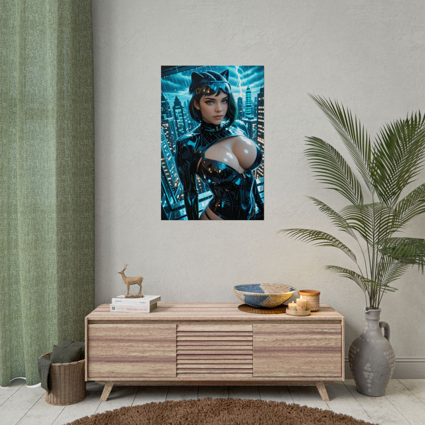 Плакат жінки-кішки, художній принт дівчини з аніме, декор стін із зображенням Вайфу-злодійки