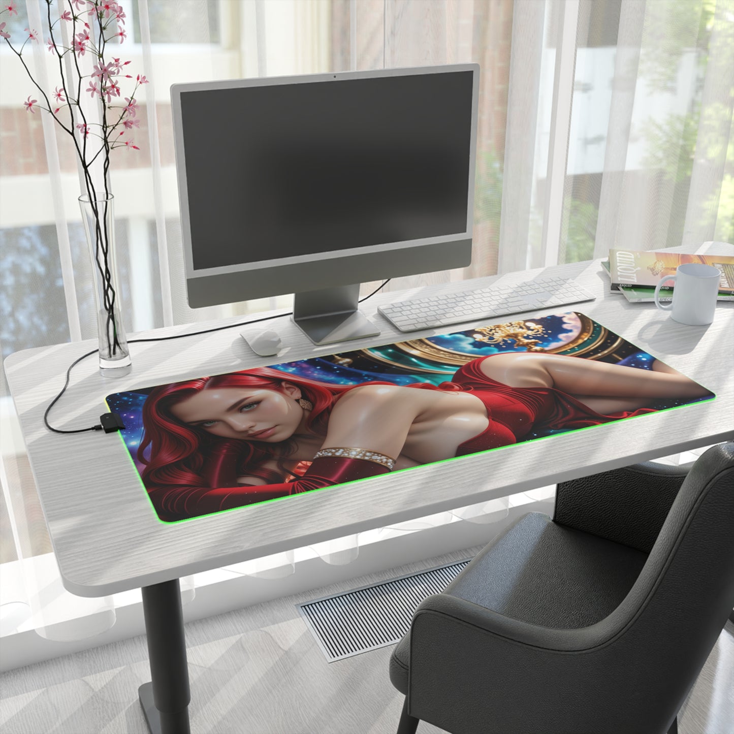 Jessica Rabbit Schreibtischunterlage – LED RGB-Pad, Waifu Anime Girl Gaming-Setup