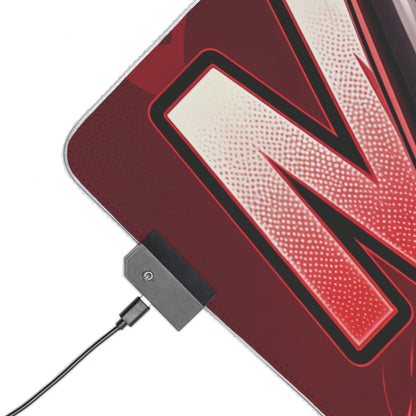 Makima RGB Desk Mat, Chainsaw Man Gaming Mouse Pad, LED Desk Mat for Anime Setup featuring red graphic corner, USB RGB controller and stitched edge