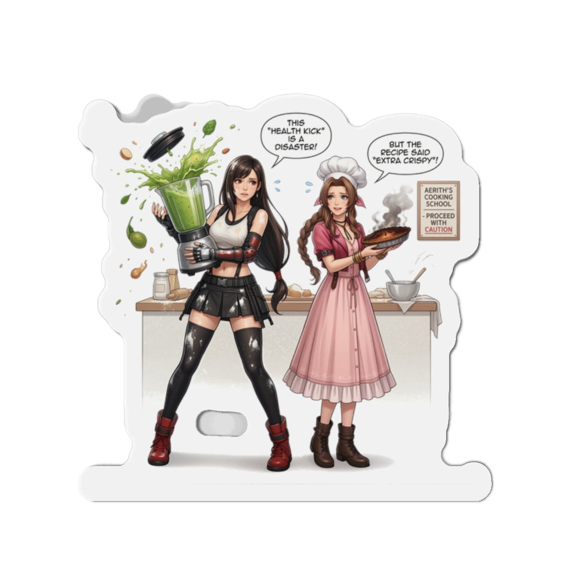 Магніт «Тіфа та Аеріт» – магніт із зображенням аніме-дуету Final Fantasy, декор для дівчини-геймерки
