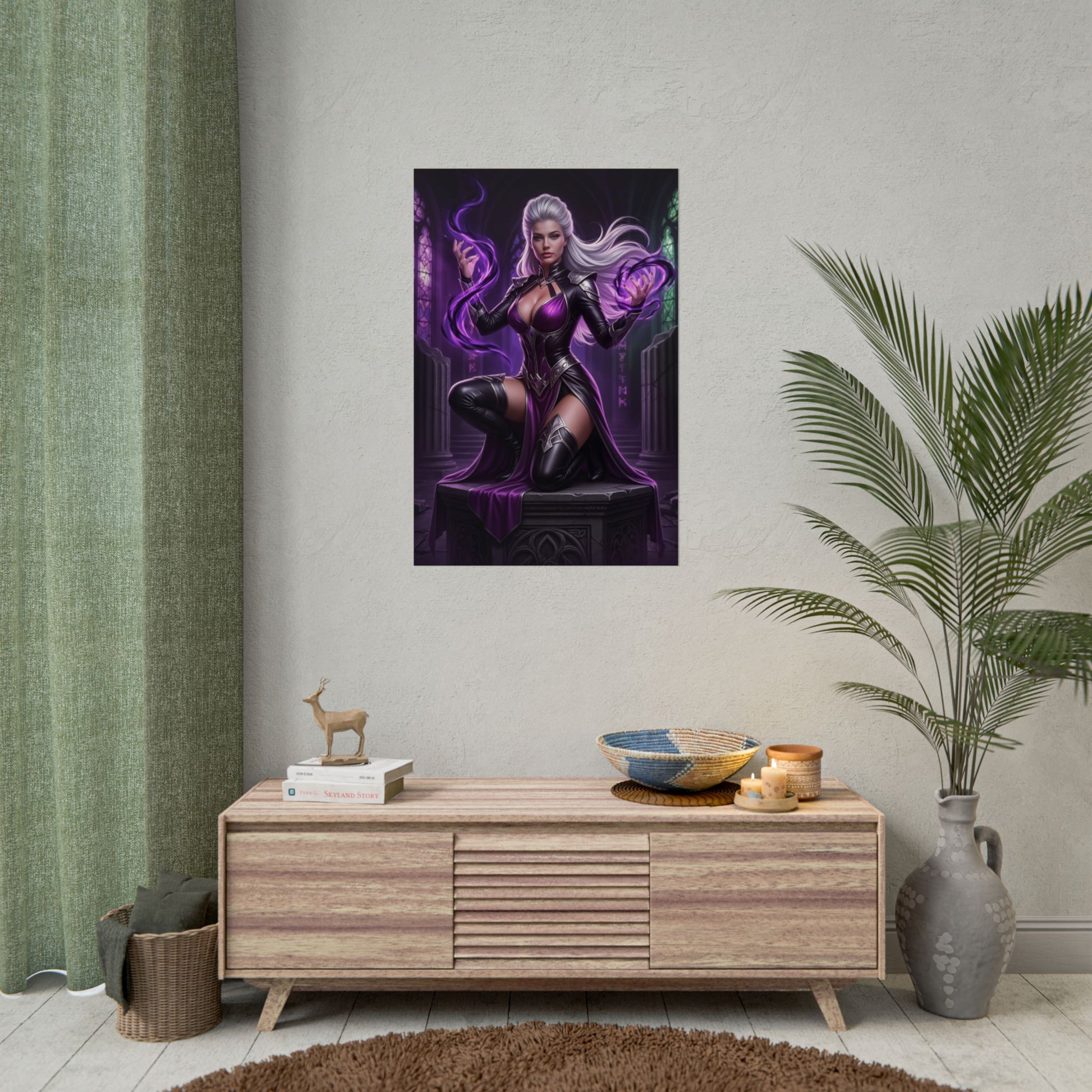 Sindel MK Poster – Powerful Mortal Kombat Queen Wall Art for Gamer Decor on modern gaming room wall