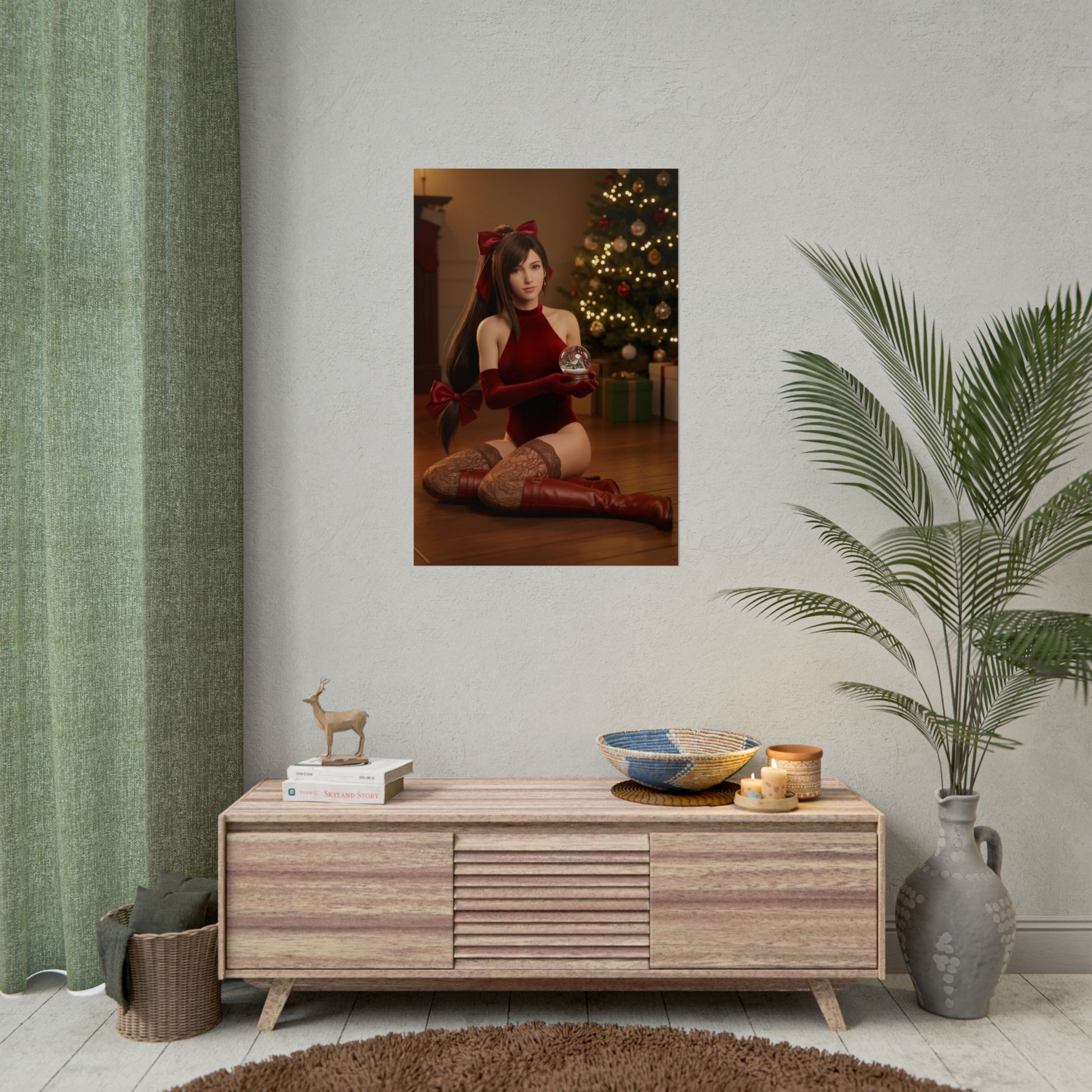 Tifa Lockhart Poster, Final Fantasy VII Art Print – Gamer Room Wall Art featuring festive character-focused gamer room decor