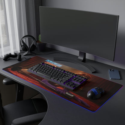 Jessica Rabbit Desk Mat – LED RGB Pad, Waifu Anime Girl Setup on dark gaming desk with RGB lighting, keyboard and mouse