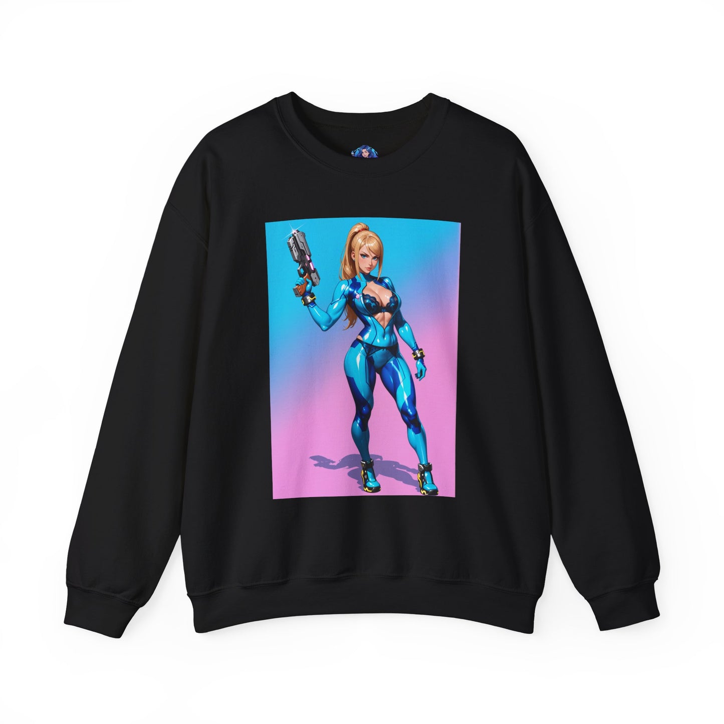 Samus Aran Sweatshirt, Power Suit Rundhalsausschnitt, Premium Sci-Fi Gaming Streetwear