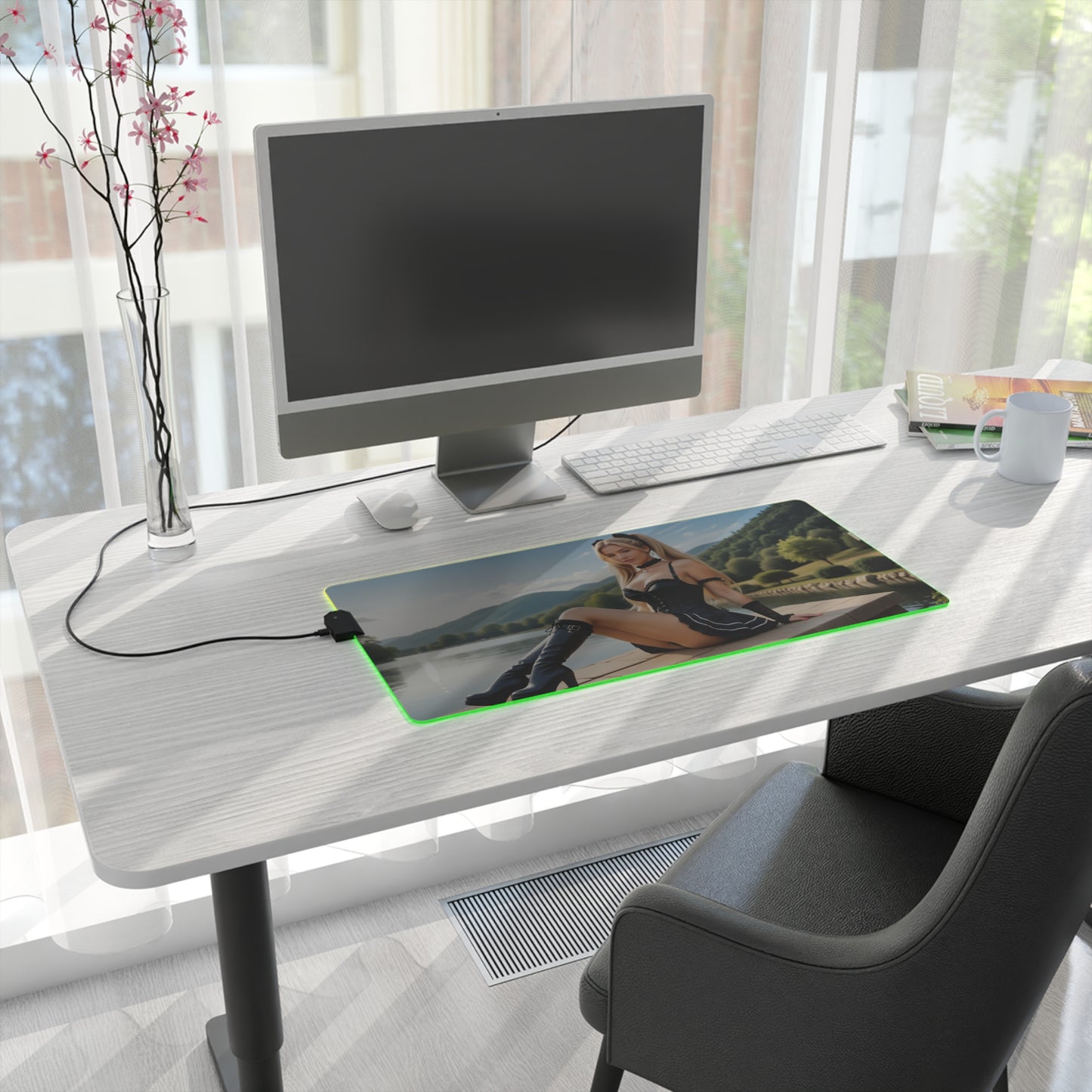Килимок для столу Misa Amane – світлодіодний RGB-підсвітлювальний килимок, ігровий комплект із зображенням дівчини з аніме Waifu