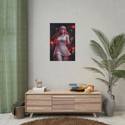 Lucy Elfen Lied Poster Anime Horror Woman Wall Art Pink Hair Girl Print Dark Character Gaming Room Decor Gift