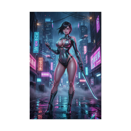 Cyberpunk Girl Poster Futuristic Woman Wall Art Neon Sci Fi Anime Girl Print Tech Aesthetic Gaming Room Decor Gift