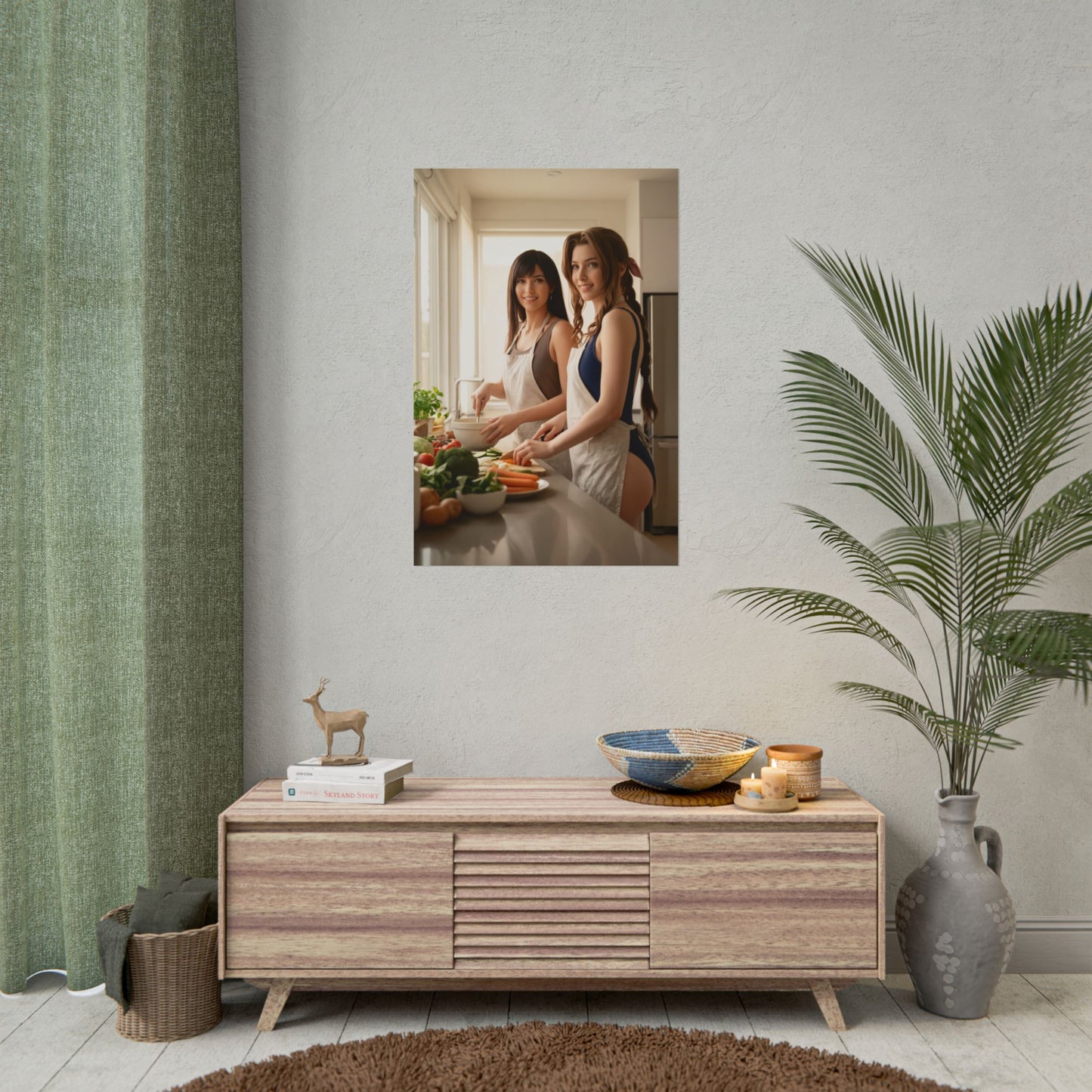Tifa and Aerith Final Fantasy Poster – Iconic RPG Heroines Wall Art showcasing both characters in high-resolution semi-gloss print