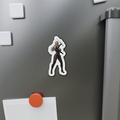 Ciri Magnet – The Witcher Game Heroine Fridge Magnet, Anime Style Decor: die-cut vinyl magnet of Ciri on a fridge, anime-style high-res print