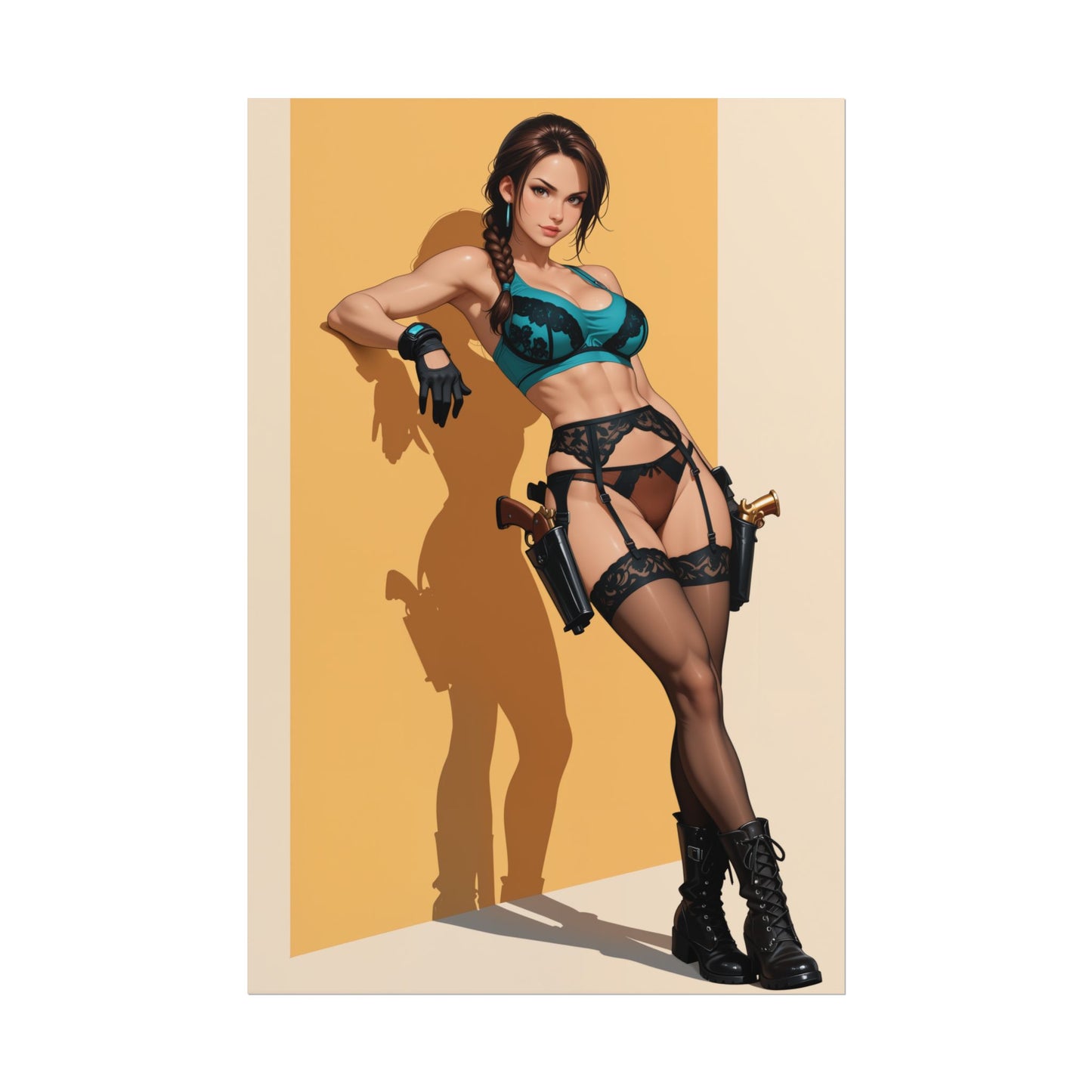 Lara Croft Poster, Adventure Anime Girl Art Print, Waifu Explorer Wall Decor