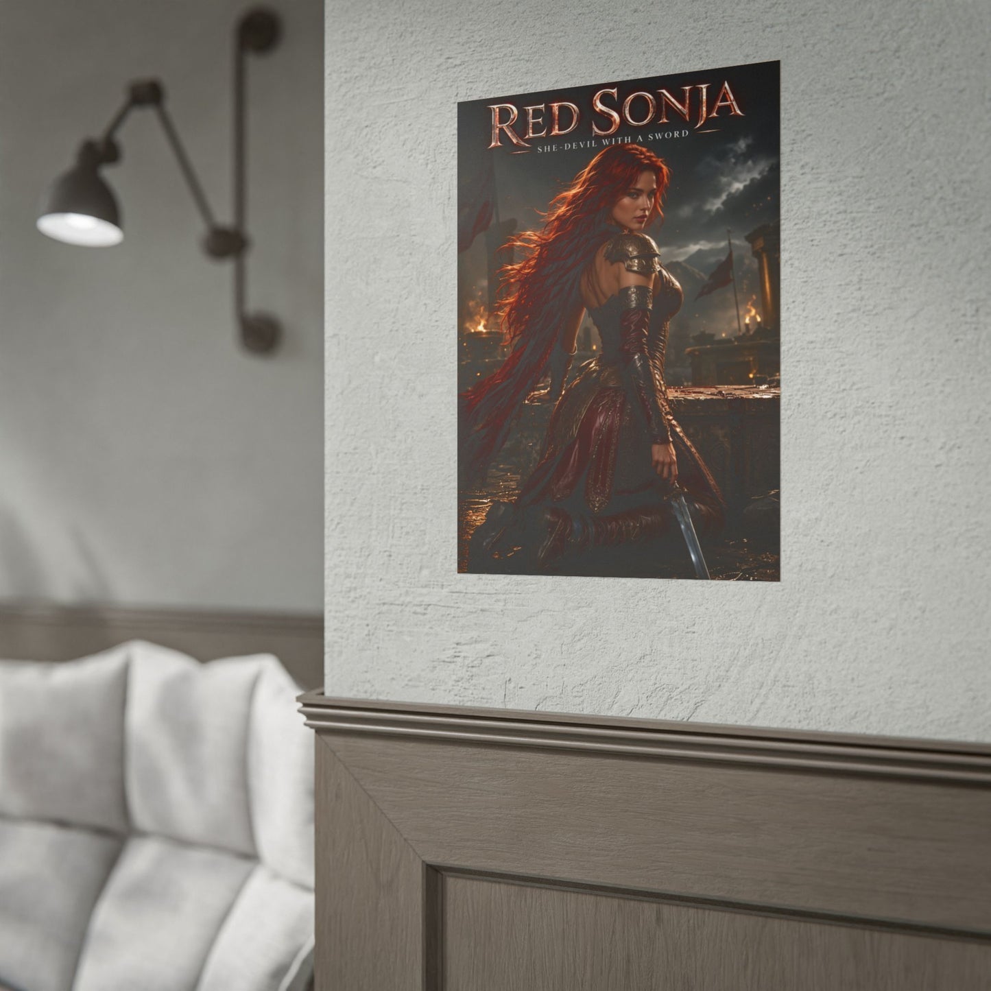 Red Sonja Poster, Fantasy Wall Art, Warrior Print, Sword And Sorcery Decor