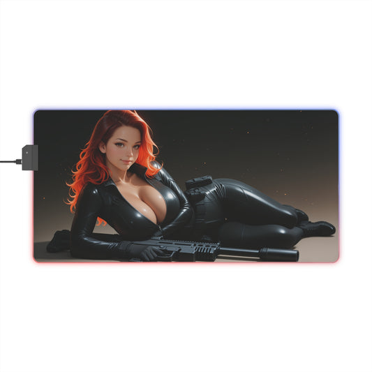Килимок для столу Black Widow – світлодіодний RGB-підсвітлювальний килимок, ігровий комплект із зображенням аніме-дівчини Вайфу