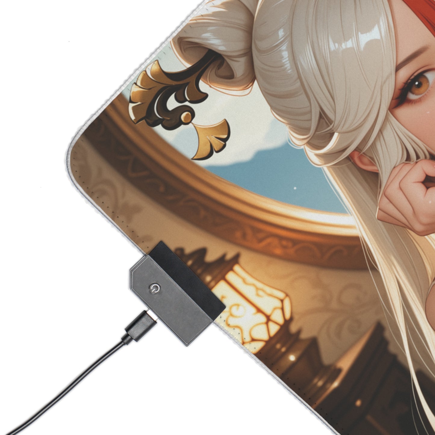 Ningguang Desk Mat – LED RGB Pad, Waifu Anime Girl Gaming Setup
