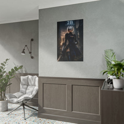 2B Nier Automata Poster, Gaming Wall Art, Sci Fi Print, Gamer Decor