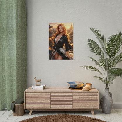Rangiku Matsumoto Bleach Poster Anime Woman Wall Art Blonde Girl Print Soul Reaper Character Gaming Room Decor Gift