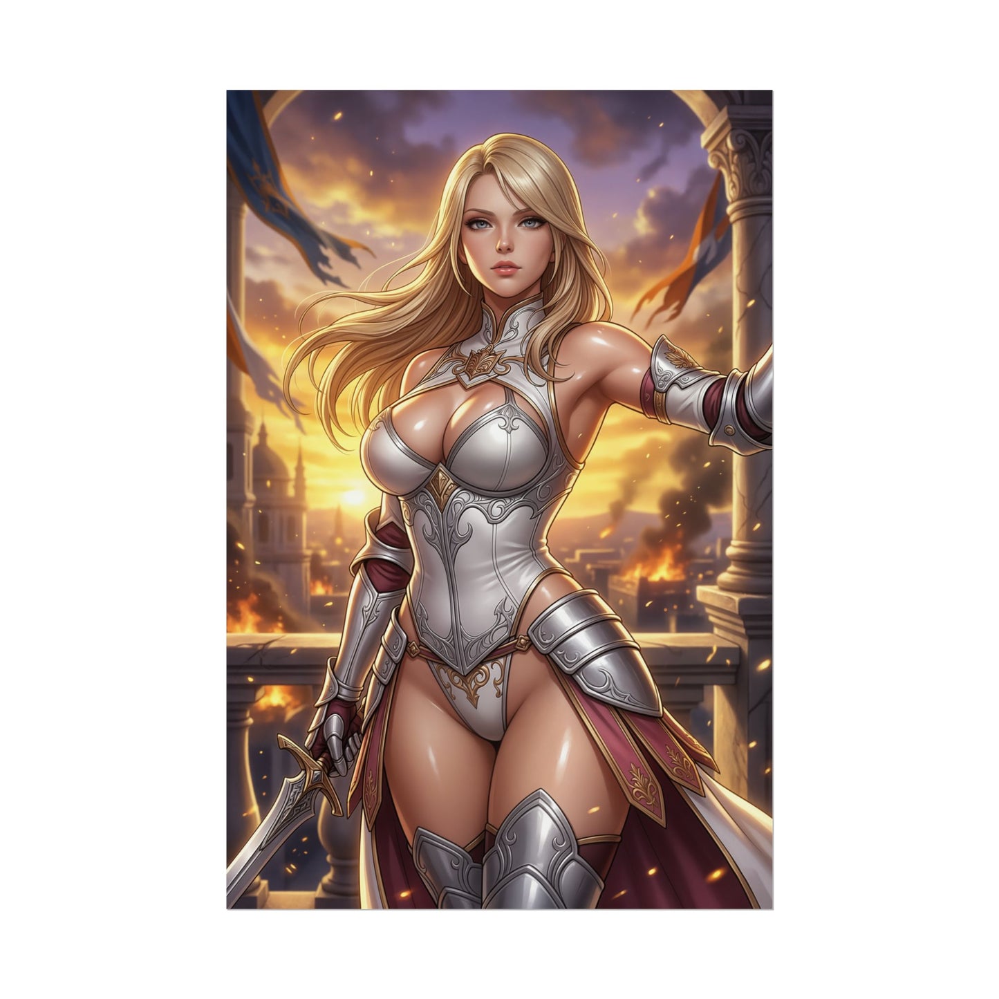 Ashe Final Fantasy XII Poster Anime RPG Wall Art Princess Warrior Woman Print Blonde Girl Character Gaming Room Decor Gift