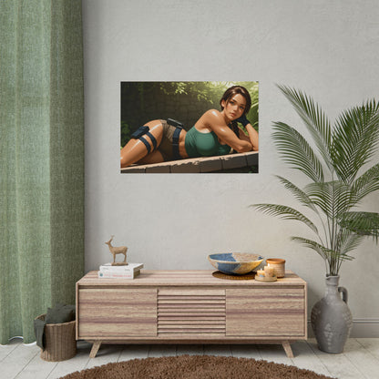 Настінний плакат з ігровою героїнею | Художній принт Лари Крофт Вайфу для облаштування або спальні