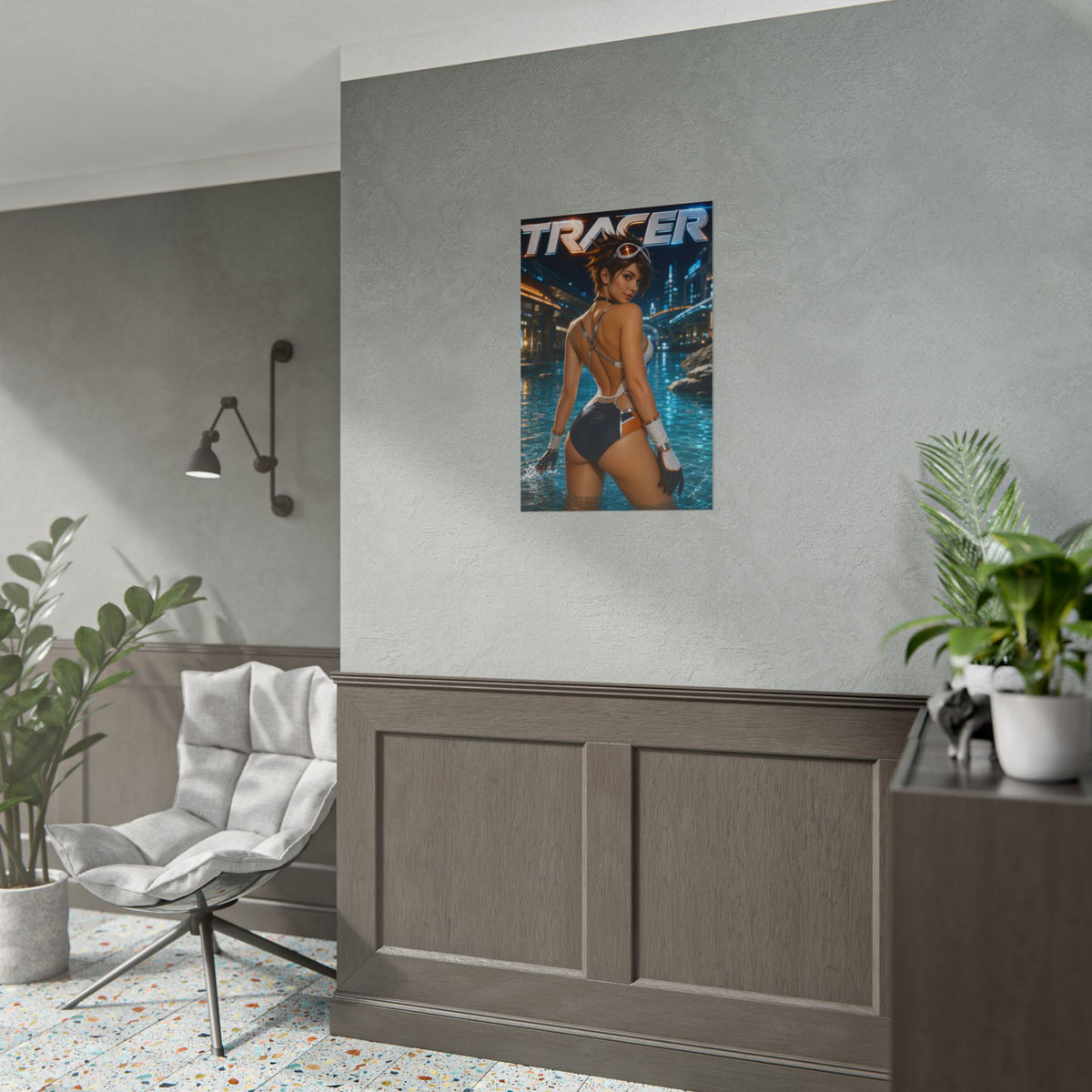 Tracer Character Poster Overwatch Gamer Gift Gaming Setup Wall Decor Print