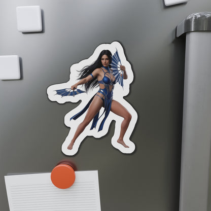 Kitana Magnet – Mortal Kombat Heroine Fridge Magnet, Anime Style Decor - die-cut vinyl fridge magnet featuring Kitana in anime-style artwork