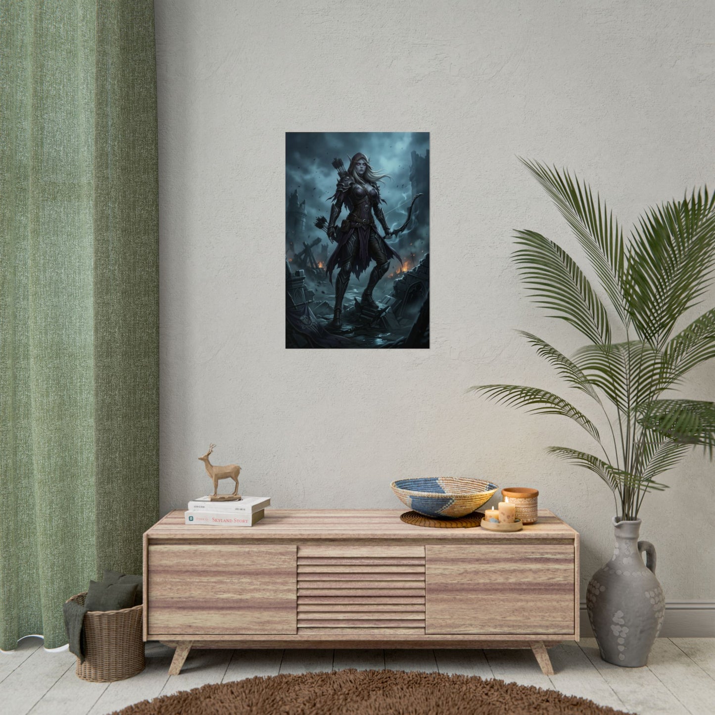 Sylvanas Windrunner Warcraft Poster Dark Fantasy Elf Wall Art Archer Woman Print Game Character Decor Gamer Room Gift