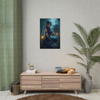 Ibuki Street Fighter Poster – Iconic Ninja Heroine Wall Art for Gamer Decor hanging in a modern gamer room display