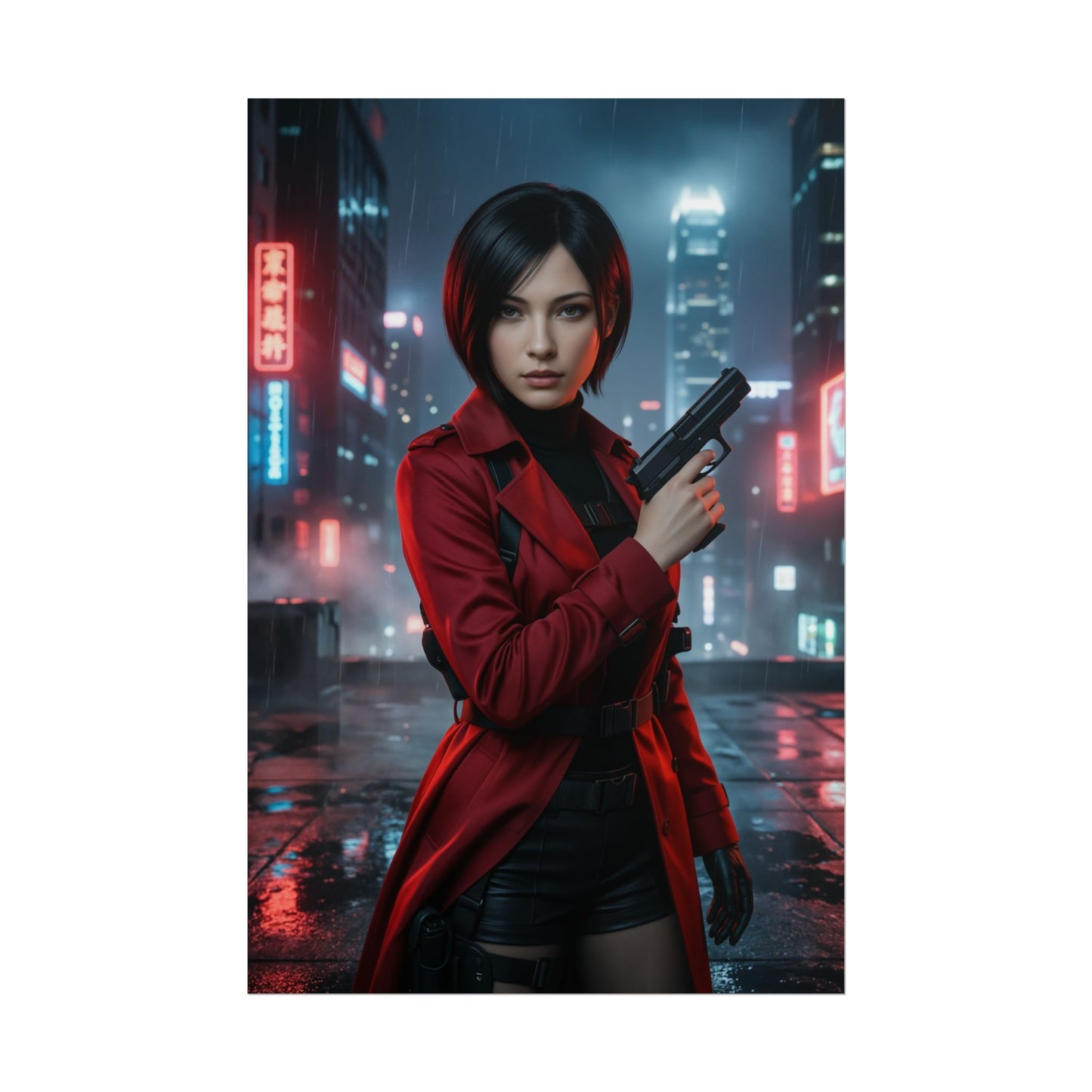 Ada Wong Poster Resident Evil Gun Action Wall Art Gaming Decor